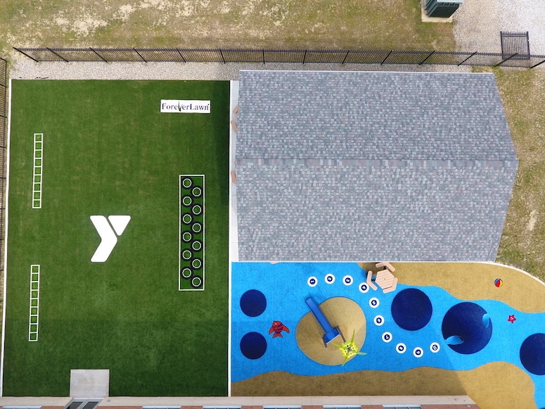 Lake YMCA featuring ForeverLawn synthetic grass installed by ForeverLawn NEO